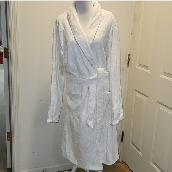 Fishers Finery BATH COZY Robe Bamboo Viscose / Cotton White L/ XL UNISEX NWT - Picture 1 of 8